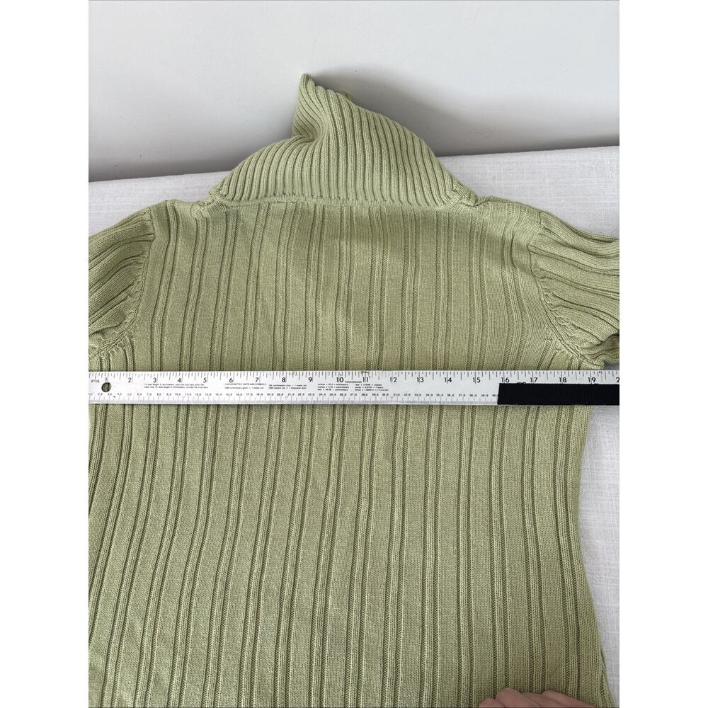 Liz Claiborne Cable Knit 100% Cotton Sweater Sage M Butter Mom Shawl Collar - Picture 10 of 12